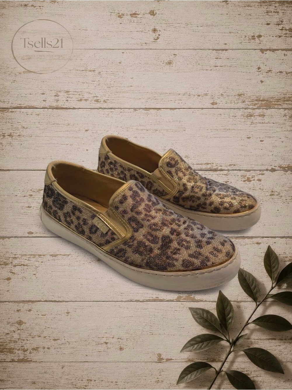 G by GUESS Gollys Metallic Leopard Glitter Slip-On Sneakers - Size 9